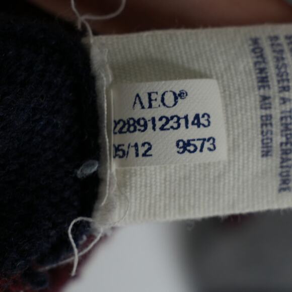 American Eagle Sweater Mens XL Athletic Fit Striped Wool Blend Cozy Gorpcore - Picture 6 of 8